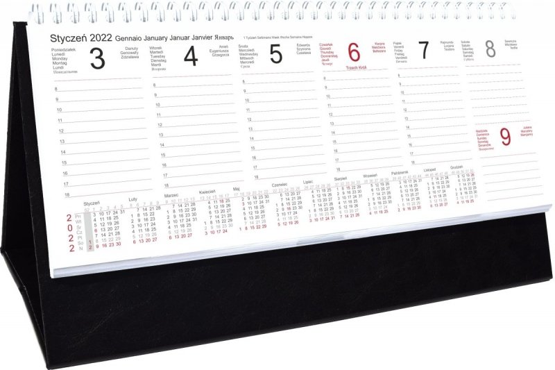 Kalendarz biurkowy stojący na podstawce PREMIUM 2022 czarny