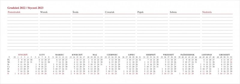 Kalendarz biurkowy stojąco-leżący LUX 2023 VIVELLA - kartka z kalendarza