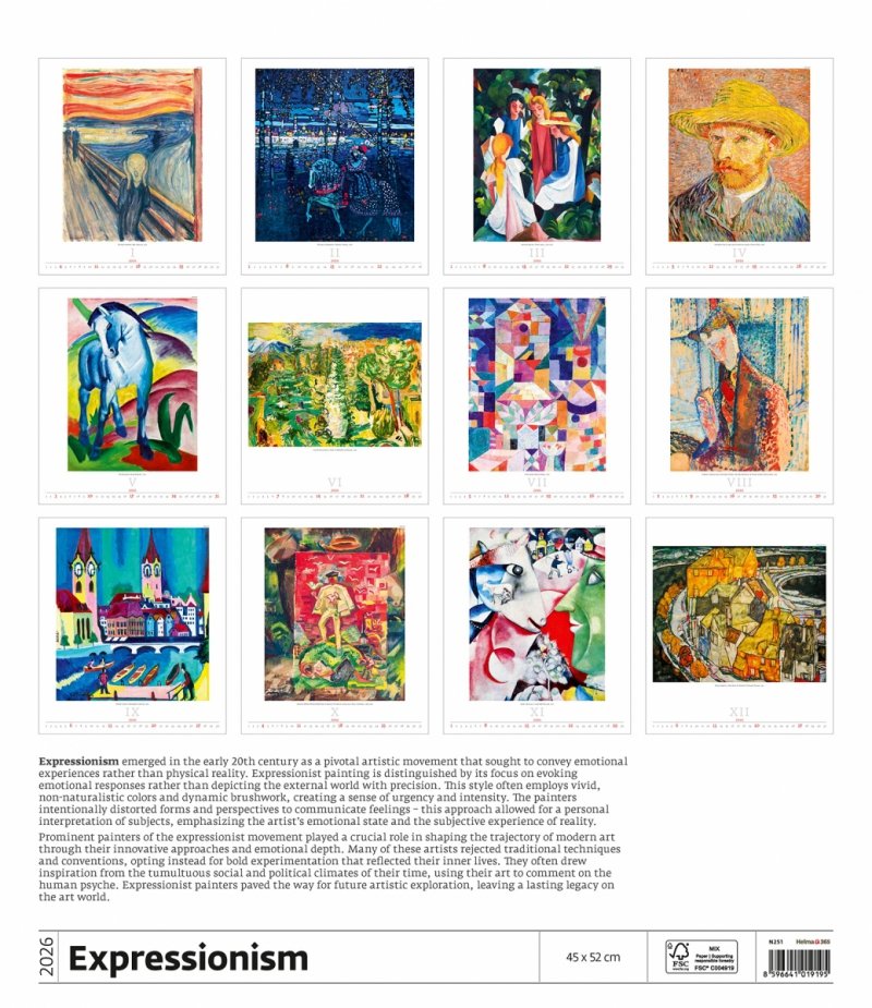E01 Kalendarz ścienny wieloplanszowy Expressionism 2026 - exclusive edition Z NADRUKIEM