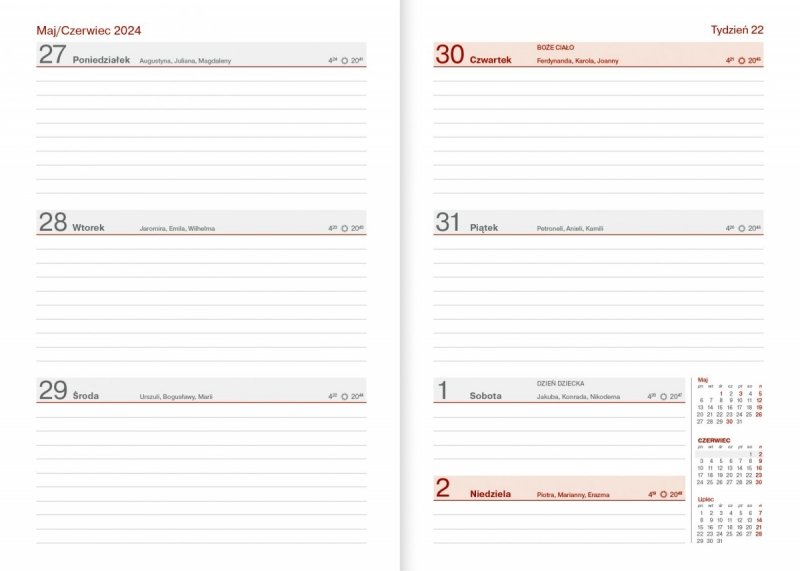 Kalendarz nauczyciela 2023/2024 A5 tygodniowy z długopisem oprawa zamykana na gumkę NEBRASKA czerwona (gumki granatowe) - FOLK Z DEDYKACJĄ