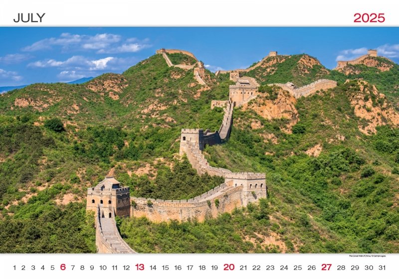 Kalendarz ścienny wieloplanszowy World Wonders 2025 - lipiec 2025