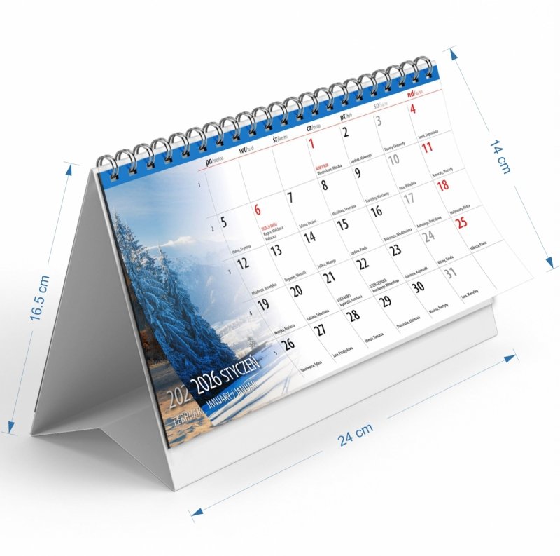 wymiary kalendarza na rok 2026