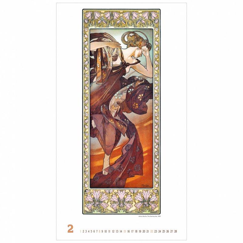 C06 Kalendarz ścienny wieloplanszowy Alfons Mucha 2026 Z NADRUKIEM