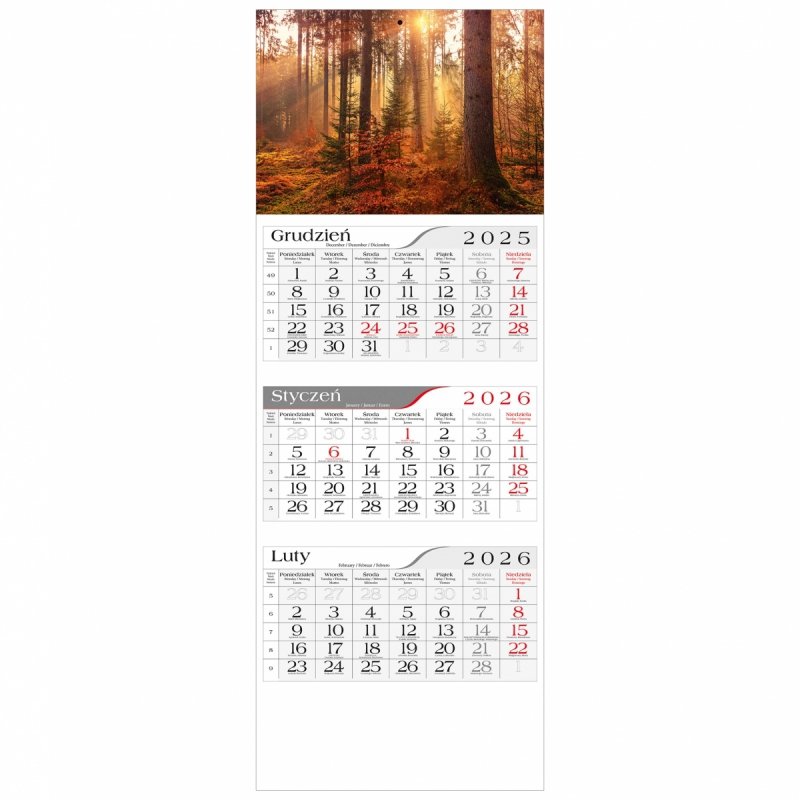 główka do kalendarza 3-dzielnego na ścianę