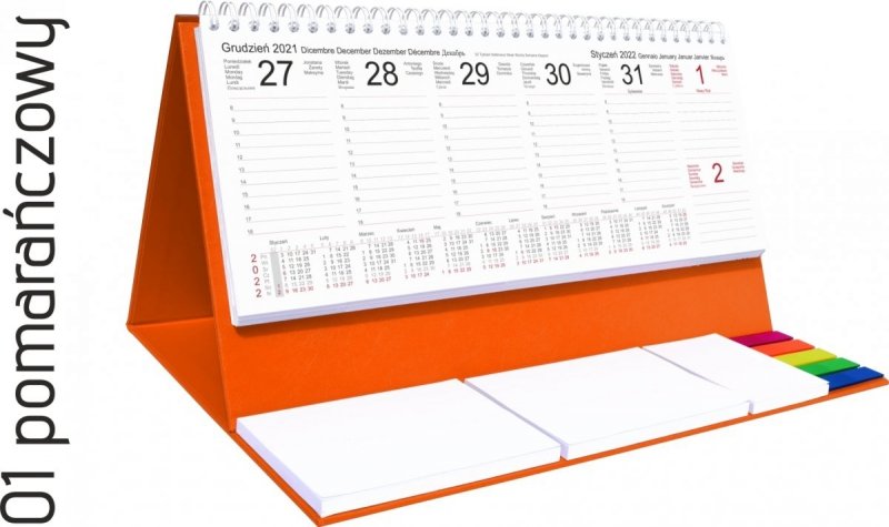 Kalendarz biurkowy z notesami i znacznikami EXCLUSIVE PLUS 2022 szary