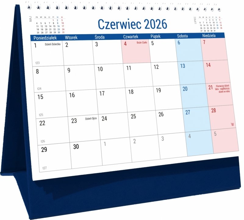 kalendarz biurkowy na rok szkolny 2026/2027 PLANO z miejscem na notatki