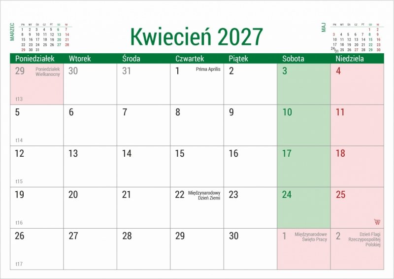 kalendarz z kalendarium szkolnym od czerwca 2026 do czerwca 2027