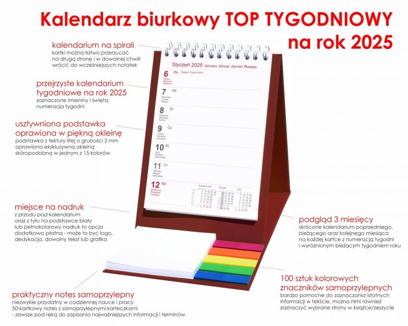 opis kalendarza biurkowego na rok 2025