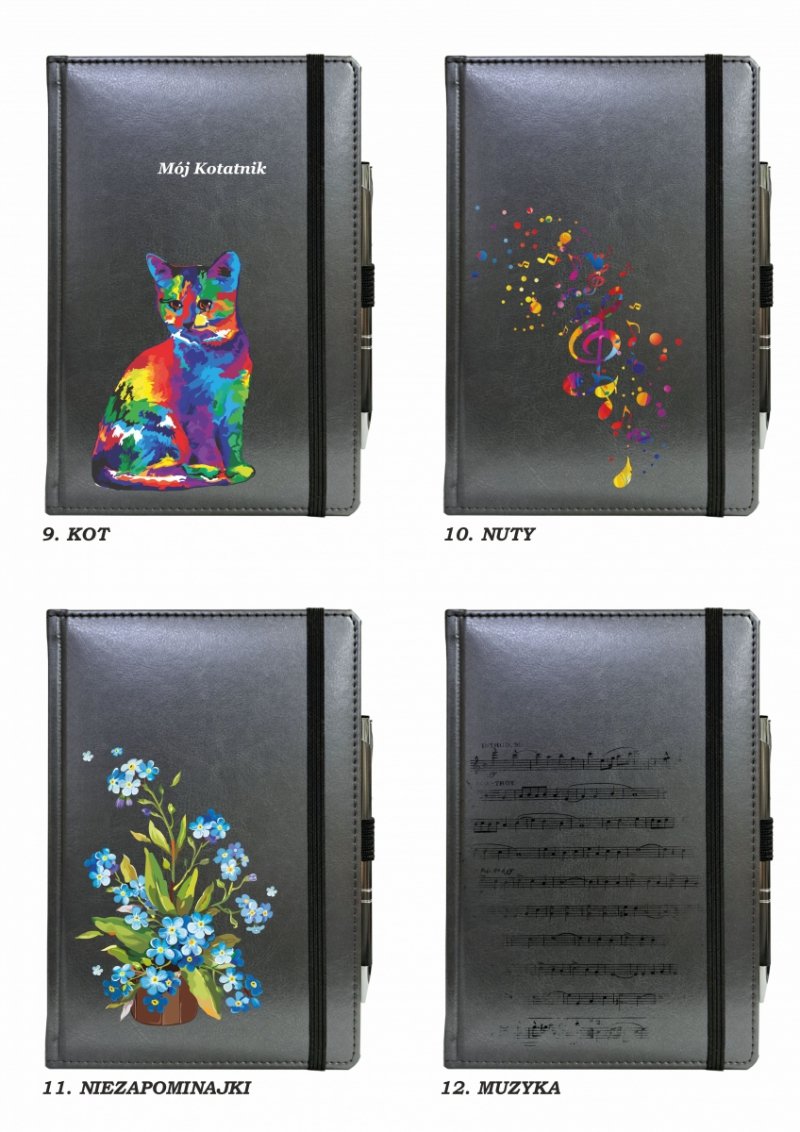 wzory notesu do wyboru z grafiką na okładce