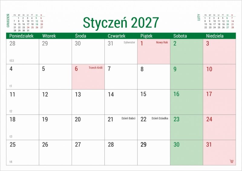 praktyczny i elegancki kalendarz do planowania roku 2027