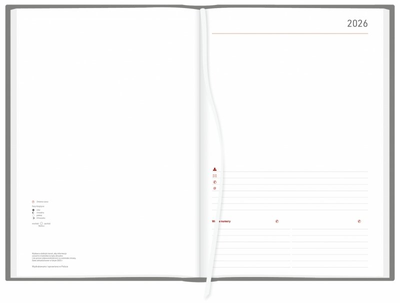 miejsce na wpisanie danych posiadacza kalendarza na rok 2026