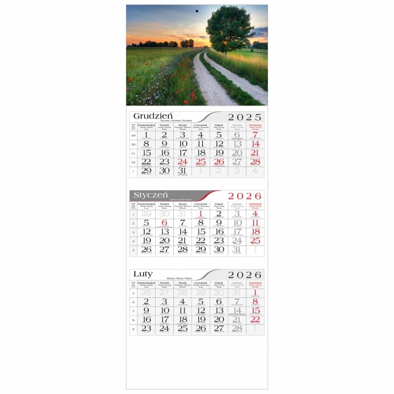 główka do kalendarza 3-dzielnego na ścianę