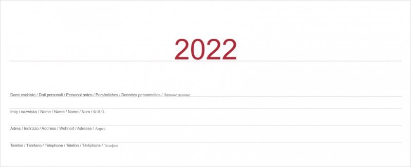 Kalendarz biurkowy TYGODNIOWY Z PIÓRNIKIEM 2022 niebieski