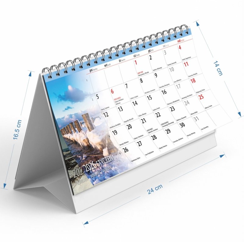 wymiary kalendarza na rok 2026