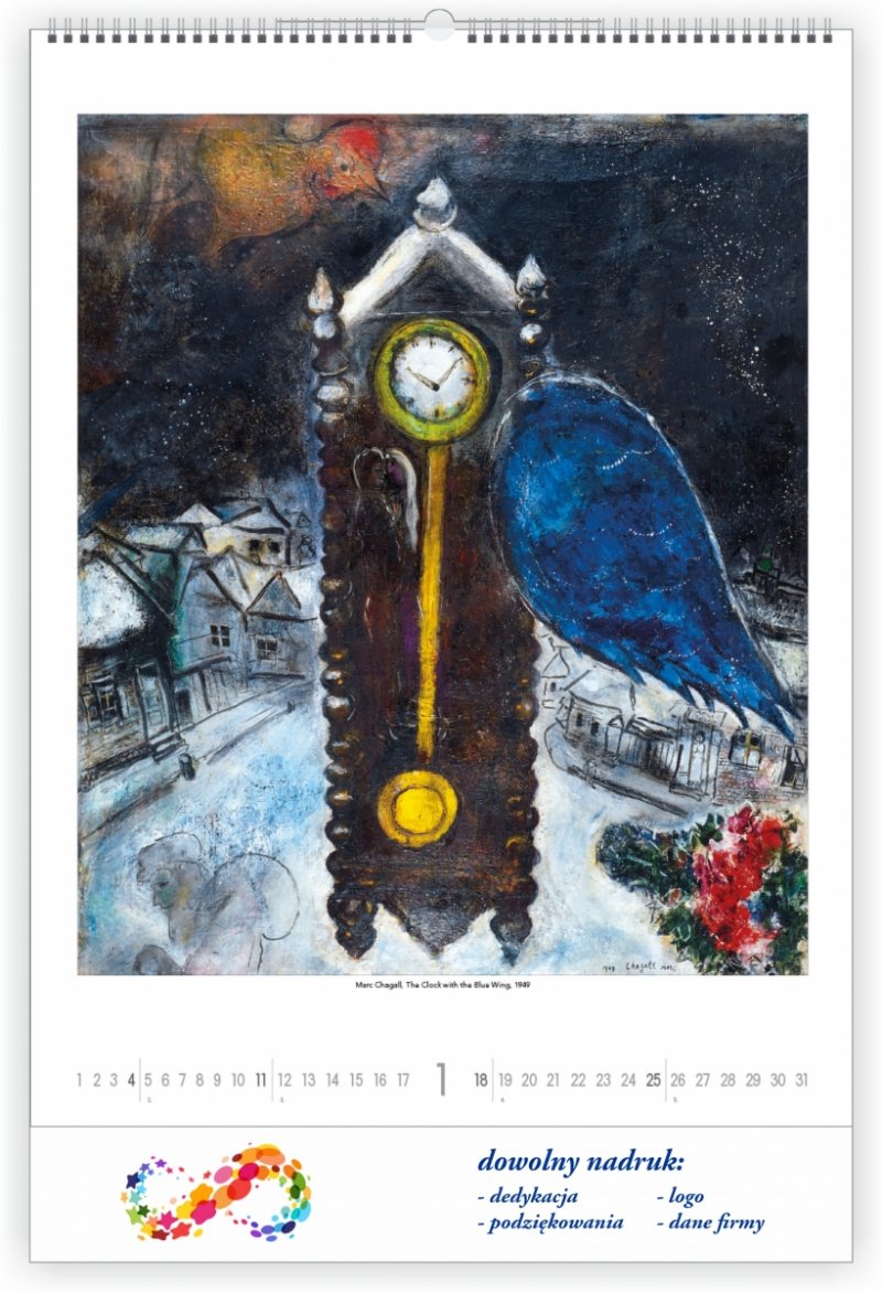 C07 Kalendarz ścienny wieloplanszowy Marc Chagall 2026 Z NADRUKIEM