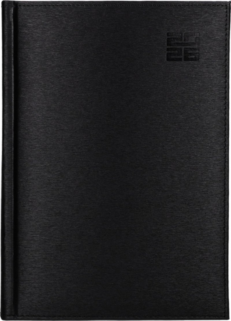 Kalendarz książkowy 2026 A4 tygodniowy papier biały drukowane registry oprawa ALUMINIUM czarna