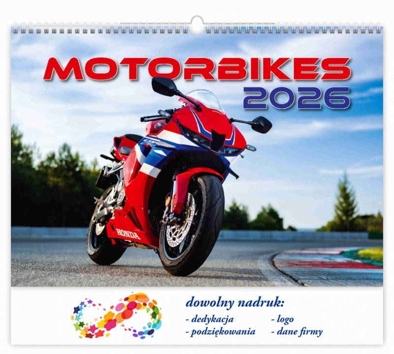 H23 Kalendarz ścienny wieloplanszowy Motorbikes 2026 Z NADRUKIEM