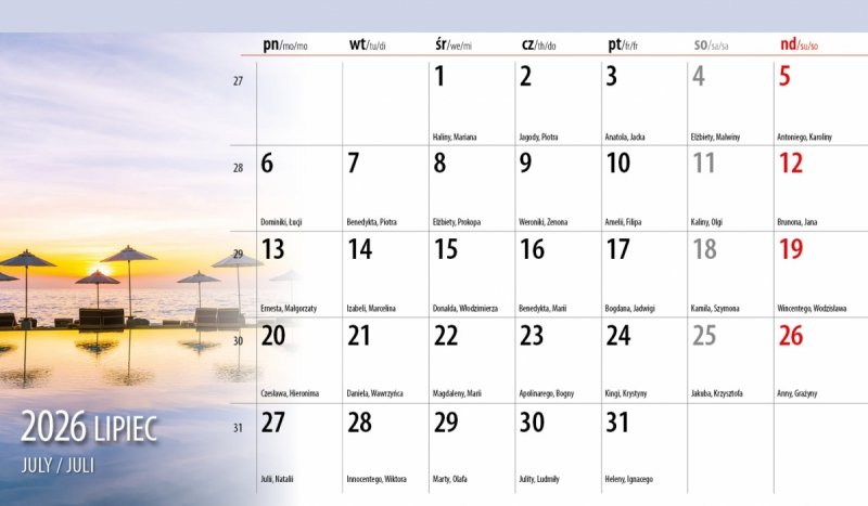 kalendarz na rok 2026 do biura