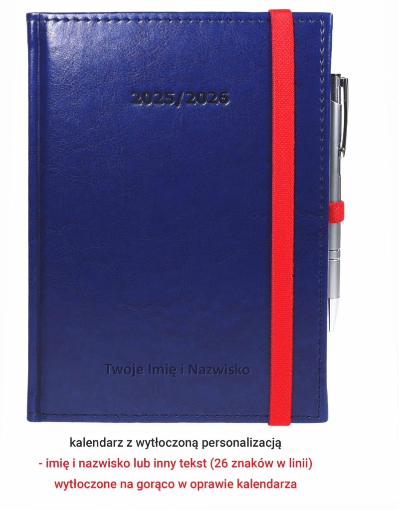 kalendarz dla nauczyciela z wytłoczonym imieniem i nazwiskiem