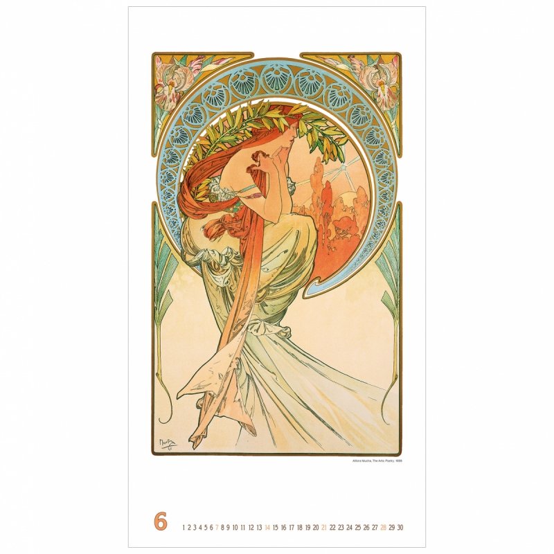 C06 Kalendarz ścienny wieloplanszowy Alfons Mucha 2026 Z NADRUKIEM