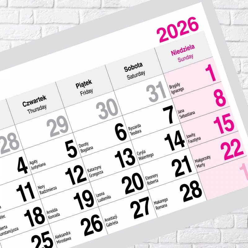 Kalendarz TRÓJDZIELNY PREMIUM 2026 PALMA