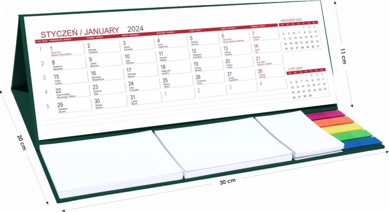 Wymiary kalendarza MAXI na rok 2024