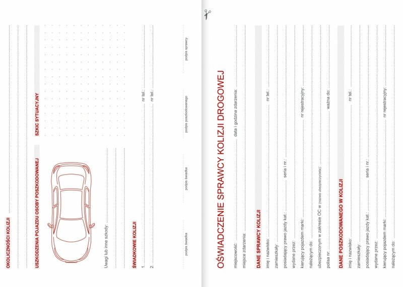 wspólne oświadczenie o zdarzeniu drogowym w kalendarzu nauczyciela 