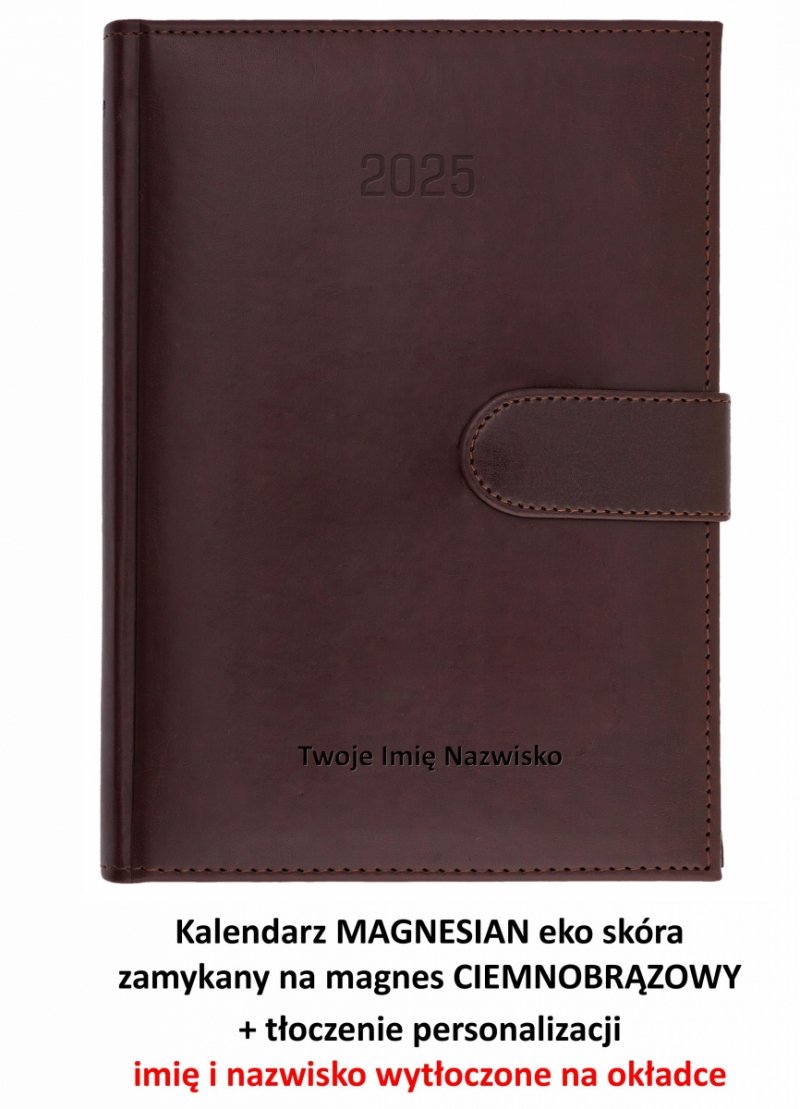 personalizowany kalendarz z wytłoczoną personalizacją zamykany na magnes