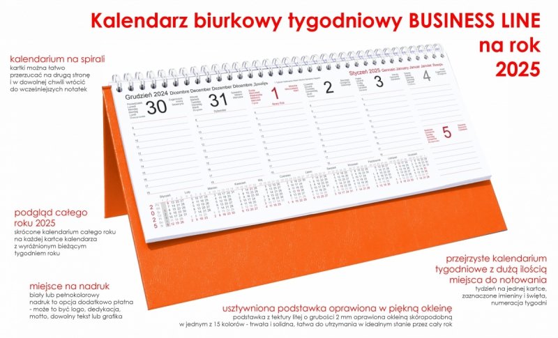 opis kalendarza tygodniowego BUSINESS LINE na rok 2025