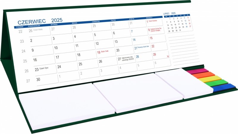 Kalendarz biurkowy MAXI z notesami i znacznikami na rok szkolny 2025/2026