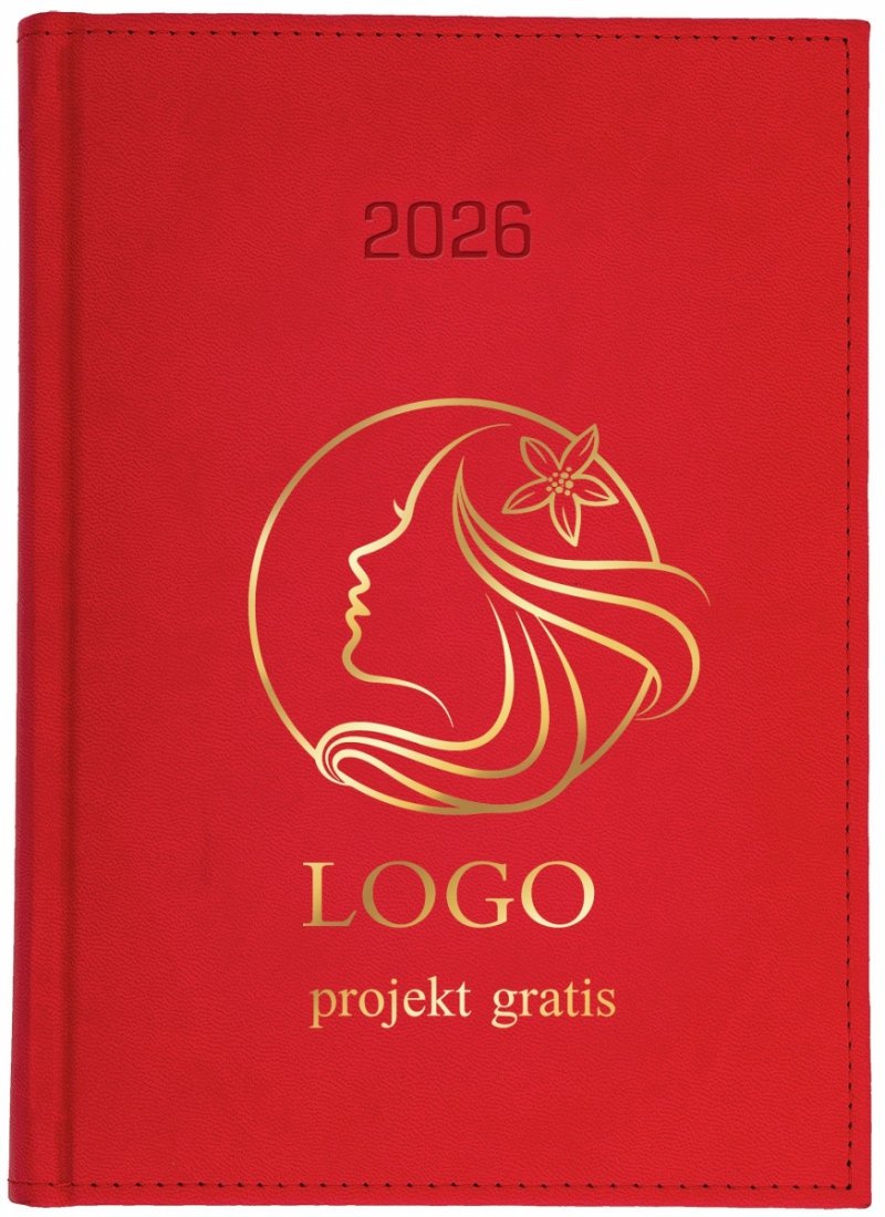 kalendarz książkowy A5 tygodniowy z notesem na rok 2026 z nadrukiem logo