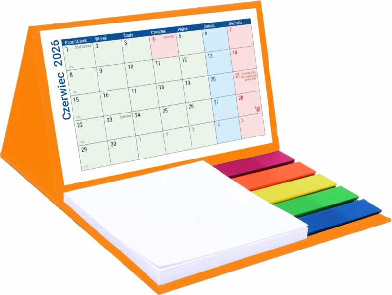 kalendarz biurkowy szkolny na rok 2026/2027 MINI z notesami i znacznikami