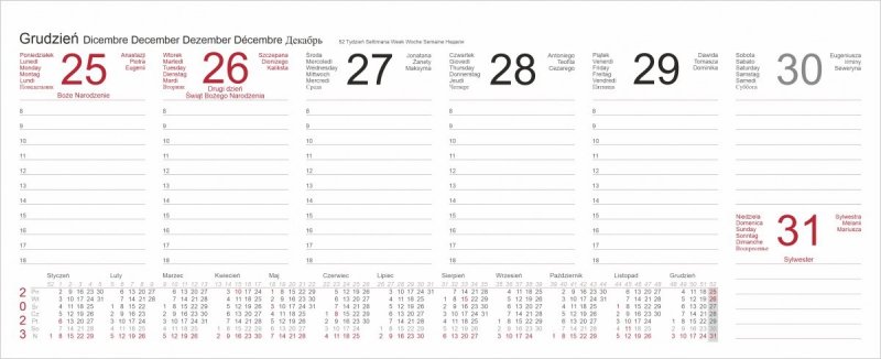 Kalendarium do kalendarza PREMIUM na rok 2023 - grudzień 2023