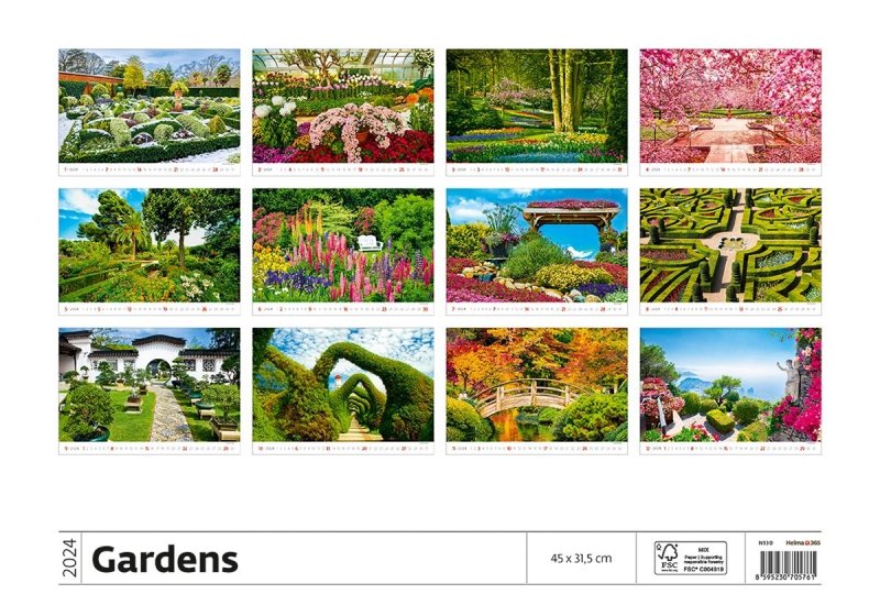 Kalendarz ścienny wieloplanszowy Gardens 2024 - okładka tył