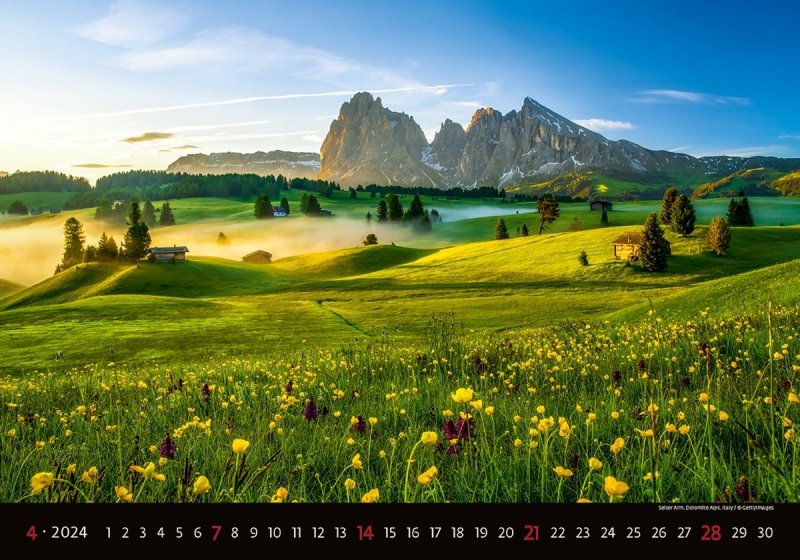 Kalendarz ścienny wieloplanszowy Landscapes 2024 - kwiecień 2024