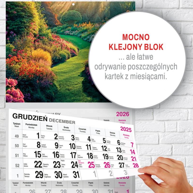 Kalendarz TRÓJDZIELNY PREMIUM 2026 OGRÓD