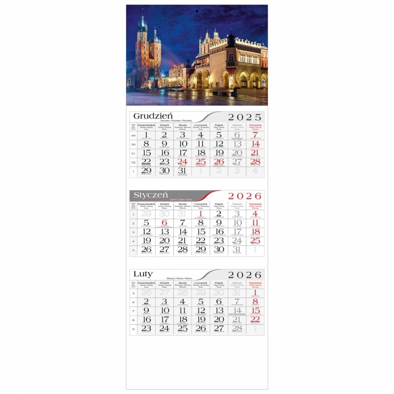 główka do kalendarza 3-dzielnego na ścianę