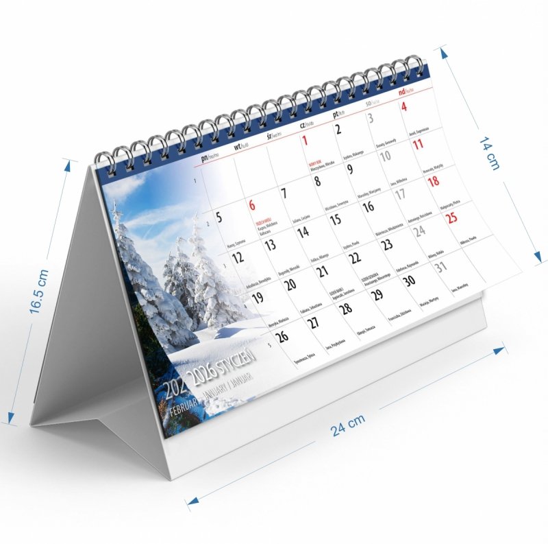 wymiary kalendarza na rok 2026