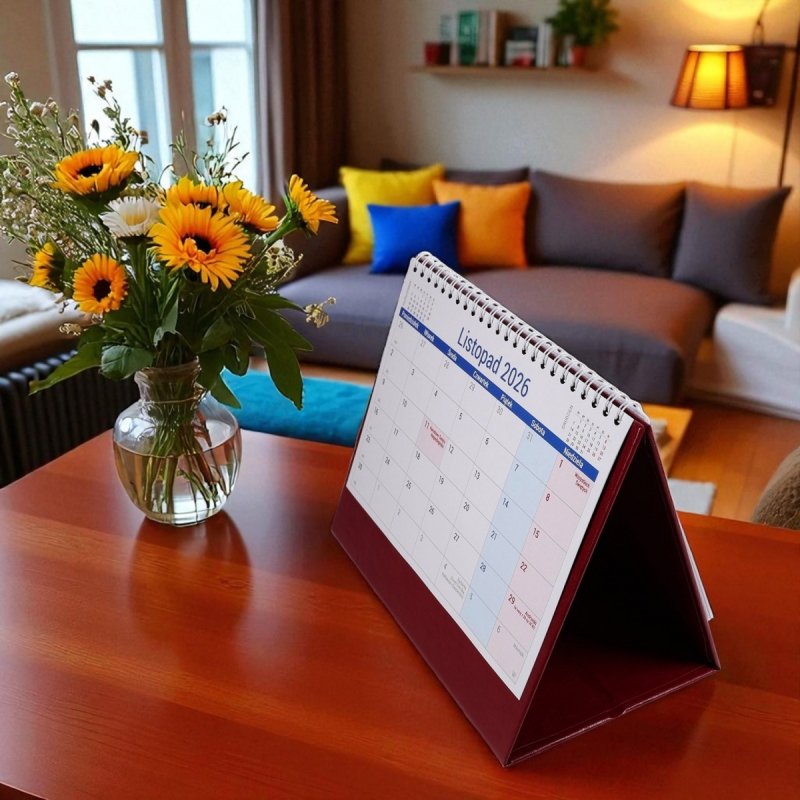 kalendarz na spirali, do postawienia na biurku, dla ucznia na rok szkolny 2026/2027