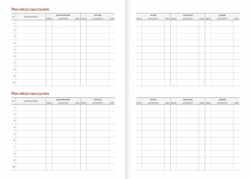 kalendarz dla nauczyciela - plan lekcji nauczyciela