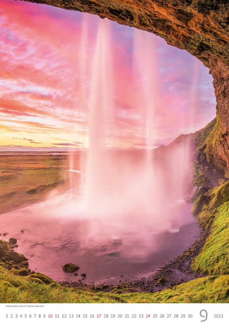 Kalendarz ścienny wieloplanszowy Waterfalls 2023 - wrzesień 2023