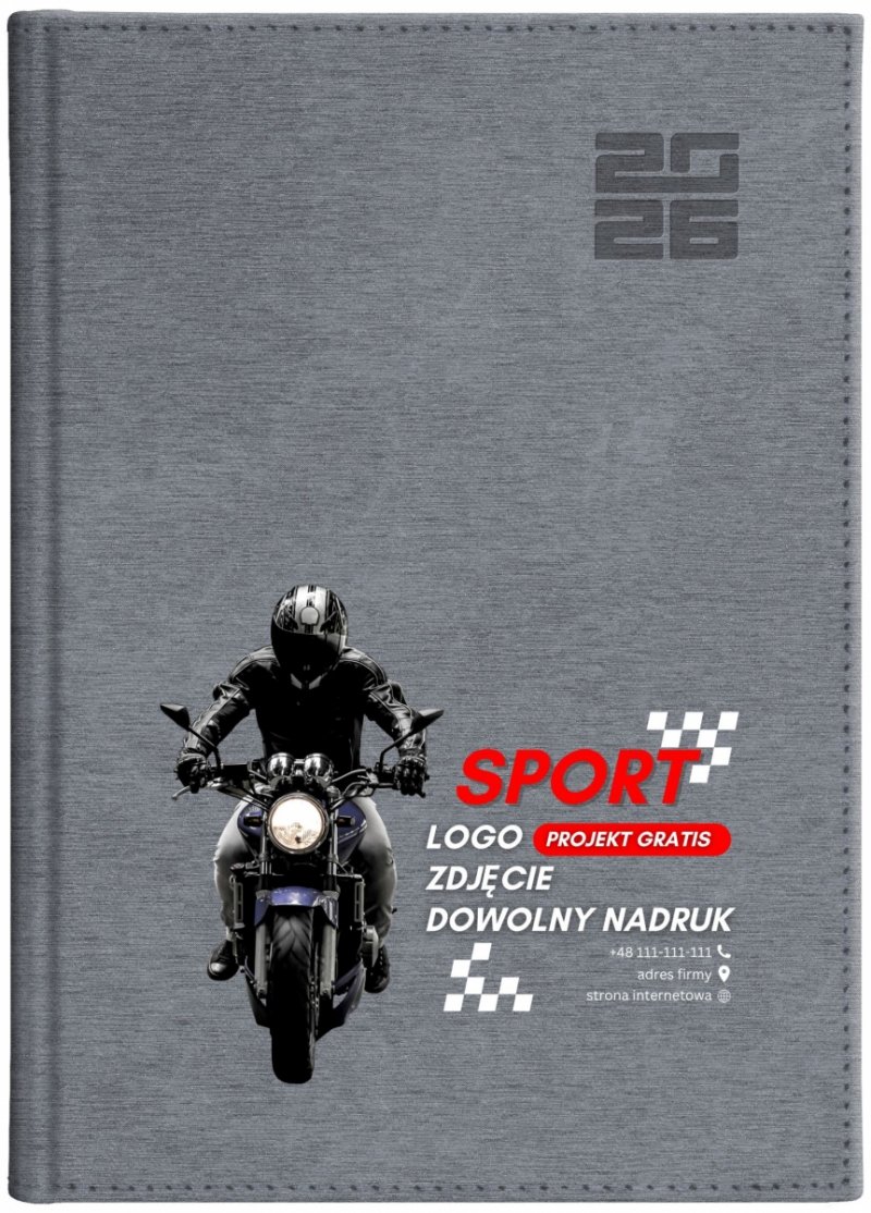 kalendarz tygodniowy z notesem na rok 2026 z nadrukiem logo