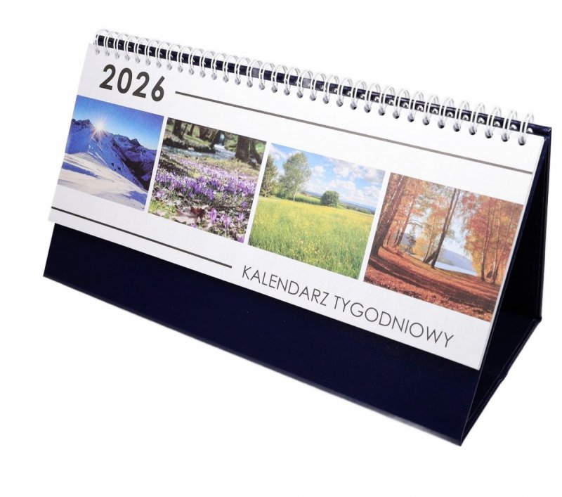 Kalendarz biurkowy stojący na podstawce TYGODNIOWY PREMIUM 2026 granatowy