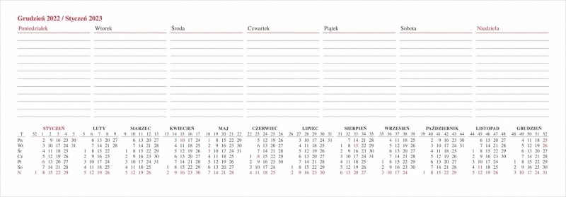 Kalendarz biurkowy stojąco-leżący LUX 2023 NEBRASKA - kartka z kalendarza
