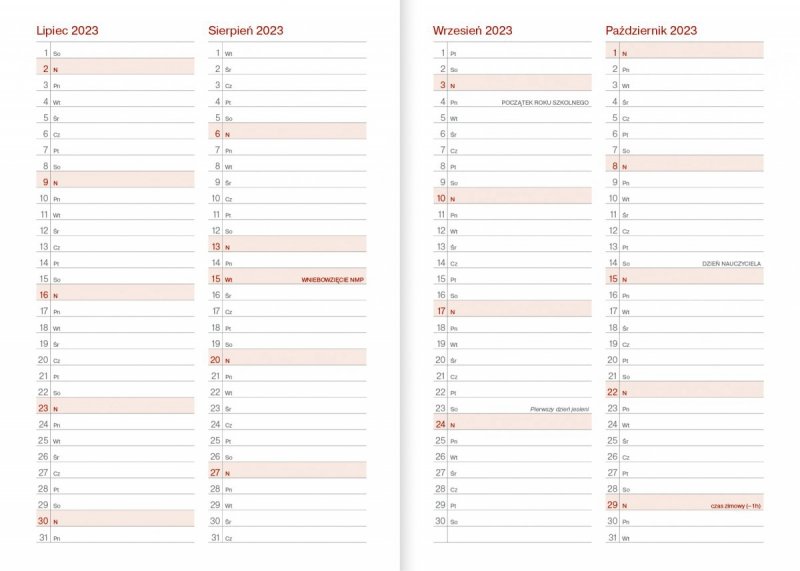 Kalendarz nauczyciela 2023/2024 A5 tygodniowy oprawa VIVELLA różowa - WIELKIE SERCE