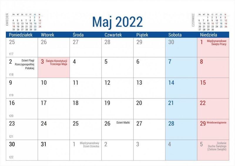 Kalendarz biurkowy stojący na podstawce PLANO 2022 czerwony