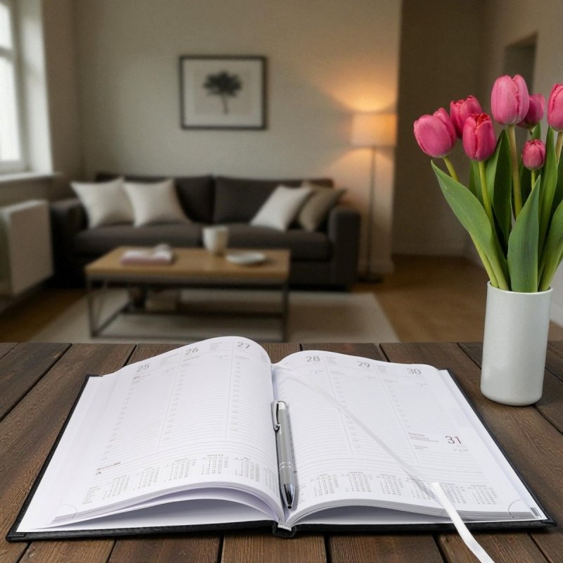 Kalendarz książkowy 2026 B5 tygodniowy papier biały drukowane registry oprawa ALUMINIUM szara