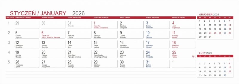 Kalendarz biurkowy z notesami i znacznikami samoprzylepnymi MAXI 2026 różowy