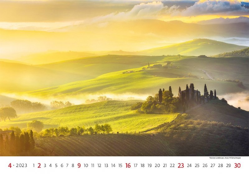 Kalendarz ścienny wieloplanszowy Landscapes 2023 - kwiecień 2023