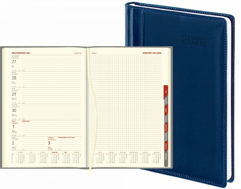 kalendarz książkowy 2026 w oprawie ze skóry naturalnej